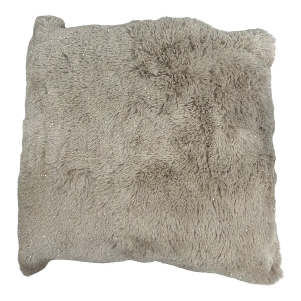 Ugg Pillow Tan Khaki Faux Fur Sparkle Solid Back 20x20 Cover & Insert NWOT